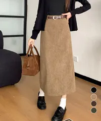 コーデュロイタイトスカート ベルト付き