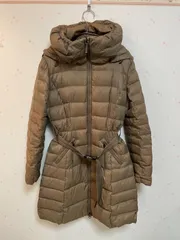 BENETTON ベネトン ロングダウンコート ダウン80% ベルト付き フード着脱可 M〜L相当 ブラウン