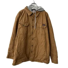 Dickies ダックジャケット XL ブラウン ジップアップ スナップボタン フーディー 裏地キルティング ワークウェア アウター 冬物 a712-5541
