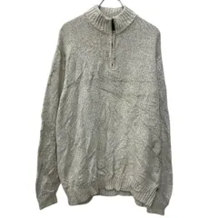 CHAPS コットンニット セーター L ホワイト チャップス ハーフジップ 無地セーター 無地ニット モックネック シンプル 秋物 a712-5562