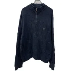 CHAPS コットンニット セーター XL ブラック チャップス ハーフジップ 刺繍ワンポイント 無地セーター コットン100% 無地 秋物 a712-5563