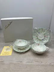 【未使用・廃盤品】Noritake　FLOROLA　ティー碗皿ペアセット　ボーンチャイナ(C12-31)