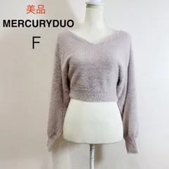 美品 MERCURYDUO マーキュリーデュオ 2WAYミニシャギーコンパクトニット ショート丈 クロップド丈 ボリュームスリーブ Vネック シャギーニット ピンク ボートネック 前後2WAY F