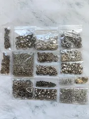 大容量　シルバー系　ハンドメイド　パーツ　ビーズ　アクセサリーパーツ　手芸資材　クラフト素材　ネックレス　ピアス　アクセサリー　ハート　詰め合わせセット