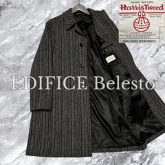 エディフィス Belesto ハリスツイード ステンカラーコート 千鳥格子 44