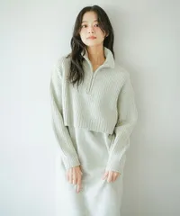 新作超人気ドレス レイヤード風ニットドレス