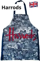 英国Harrods ハロッズ コットンエプロン ピクチャーシティ　紺のサムネイル