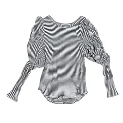 【一点物】】SNIDEL スナイデル レディース トップス フリルボリュームスリーブブラウス ボーダー柄 Fサイズ 綿100% B18