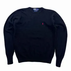 ポロ ラルフローレン ニットセーター メンズ L ブラック 黒 ラムウール 防寒 ラウンドネック