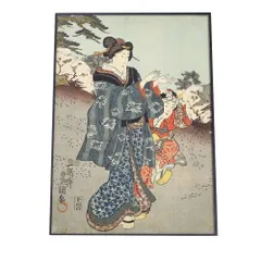 【A3サイズ（約30×42cm）】【bn-poster-917】歌舞伎 和柄 浮世絵 江戸 アートプリント ポスター フレーム付き インテリア アート モダン お洒落 ヴィンテージ レトロ 古紙 縦