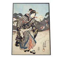 【B4サイズ（約25x36cm）】【bn-poster-918】歌舞伎 和柄 浮世絵 江戸 アートプリント ポスター フレーム付き インテリア アート モダン お洒落 ヴィンテージ レトロ 古紙 縦