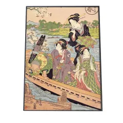 【A4サイズ（約21x30cm）】【bn-poster-921】歌舞伎 和柄 浮世絵 江戸 アートプリント ポスター フレーム付き インテリア アート モダン お洒落 ヴィンテージ レトロ 古紙 縦