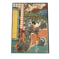 【B4サイズ（約25x36cm）】【bn-poster-923】歌舞伎 和柄 浮世絵 江戸 アートプリント ポスター フレーム付き インテリア アート モダン お洒落 ヴィンテージ レトロ 古紙 縦