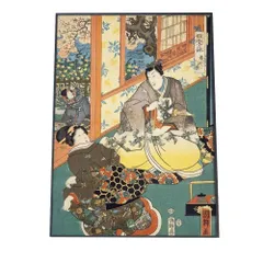 【A2サイズ（約42x59cm）】【bn-poster-925】歌舞伎 和柄 浮世絵 江戸 アートプリント ポスター フレーム付き インテリア アート モダン お洒落 ヴィンテージ レトロ 古紙 縦