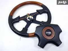 モモ ウッドステアリング 37パイ ホーンボタン付き 1996年製 当時物 良品 モモ ウッドステアリング 37パイ ホーンボタン付き 1996年製 当時物