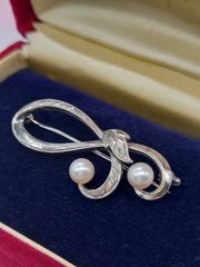MIKIMOTO シルバー パール ブローチ日本放送協会 記念品 NHK刻印有