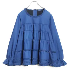 【美品】ピンクハウス★裾段々フリル♪ティアードブラウス ブルー系 デニム調 z16602