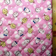 約106×40 kq-6344 キルティング 生地 布  ちいかわ（ ドット柄 ピンク系 )   ちいかわ生地 ちいかわ 生地 なんか小さくてかわいいやつ ハチワレ うさぎ モモンガ