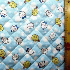 約106×40  kq-6345 キルティング 生地 布  ちいかわ（ ドット柄 ブルー系 )  ちいかわ生地 ちいかわ 生地 なんか小さくてかわいいやつ ハチワレ うさぎ モモンガ