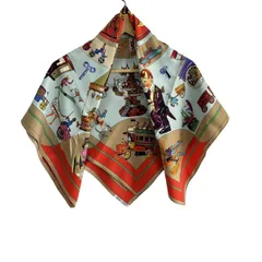 HERMES(エルメス) スカーフ美品 カレ90 ライトブルー×ベージュ×マルチ Les Clefs De Notre Enfance
