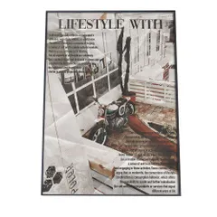 【B1サイズ(約73x103cm)】【fg-poster-19】バイク ポスター フレーム付き 男前 インテリア アート モダン お洒落 波 サーフ 海 白 カリフォルニア カフェ 縦