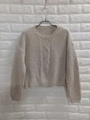 ケーブル編み クロップド リブニット