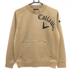 【超美品】キャロウェイ 長袖ハイネックシャツ ダークベージュ×黒 ビッグロゴ  レディース S ゴルフウェア Callaway