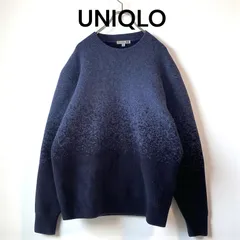 メンズL ユニクロ jw anderson スフレヤーン グラデーション クルーネック セーター ニット ネイビー