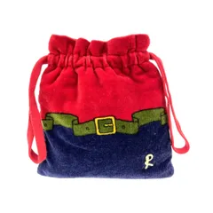 ROBERTA DI CAMERINO ロベルタディカメリーノ 巾着ポーチ  Rロゴ/パイル地/トリコロールカラー    レッド×ネイビー レディース / 240001176729