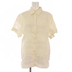 ルシェルブルー LE CIEL BLEU シャツ ブラウス 半袖 シアー シースルー リネン 36 ホワイト /BM