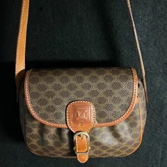 CELINE セリーヌ ヴィンテージ マカダム柄 モノグラム 本革 レザー ミニショルダー バッグ 鑑定済み