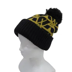 【美品】PEARLY GATES(パーリーゲイツ) ニット帽 黒黄色 レディース フリーサイズ 053-5287029 ゴルフウェア 2511-0825 中古