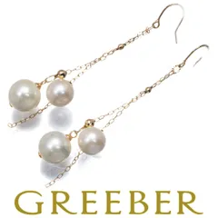 パール 真珠 6.8-8.0mm 揺れる フック ピアス K18YG #181956