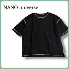 【2024 AW】NANO universe ナノユニバース 配色ステッチビックワッフルTシャツ 半袖 ブラック M 黒 オーバーサイズ ビッグシルエット