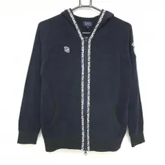 【超美品】パーリーゲイツ ジップパーカー ネイビー×白 起毛 ジップ縁ロゴ  レディース 1(M) ゴルフウェア PEARLY GATES