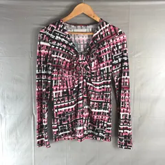 レコパン LES COPAINS カットソー 長袖 柄模様 胸元デザイン 黒 ピンク系 44サイズ 973489のサムネイル
