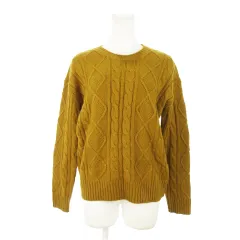 ケイビーエフ KBF アーバンリサーチ ニット セーター ラウンドネック 長袖 ウール混 ケーブル編み ONE 茶 ブラウン /AH13