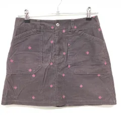 アディダス スカート ブラウン×ピンク 総柄 コーデュロイ ロゴ インナーパンツ付  レディース M/M ゴルフウェア adidas