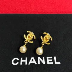 極 美品 コメ有 CHANEL シャネル 97P 刻印 ヴィンテージ フェイクパール ココマーク ロゴ モチーフ GP イヤリング ゴールド 05475