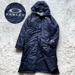 OAKLEY オークリー　美品　中綿ベンチコート　ロング　ビッグロゴ刺繍　大きいサイズ USA L ネイビー