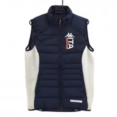 カッパ ダウンベスト ネイビー×ライトグレー サイド裏起毛 軽量  メンズ L ゴルフウェア Kappa