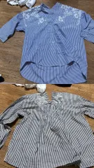 新品 服2点 まとめ売り コットン服 ストライプ レディース服 Tシャツ ブラウス オーバーサイズフィット