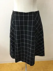 インディヴィ 黒に白格子スカート ストレッチ