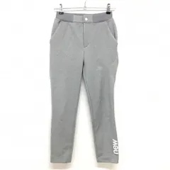 【美品】ニューバランスゴルフ パンツ 杢グレー×白 裾ロゴ ウエストゴム ストレッチ レディース 00(XS) ゴルフウェア New Balance