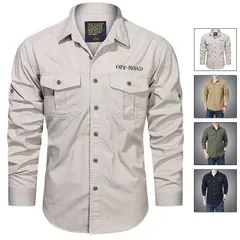 メンズ 長袖シャツ ミリタリー ワークシャツ カジュアルシャツ トップス 秋物 30代 40代 50代