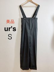 ローレン サロペット センタープレス ワイドパンツ ハイウエスト S 黒 
