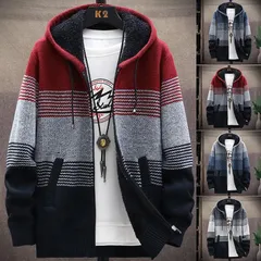 カーディガン メンズ ニットカーディガン パーカー セーター フード付き お兄系 ジャンパー 裏起毛 秋 冬 暖かい 防寒
