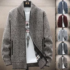 ニットカーディガン メンズ 立て襟 ニットセーター 防寒ジャケット ビジネス 紳士 立て襟 裏起毛 秋物 暖かい