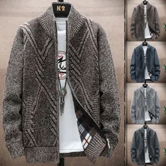 メンズ ニットカーディガン カーディガン ジャケット 立て襟 裏起毛 セーター 防寒 暖かい 秋物 30代 40代 50代 60代