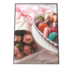 【B2サイズ（約51x73cm）】【fg-poster-80】アートプリント ポスター インテリア フォト モダン シンプル お洒落 デザート マカロン 薔薇 ばら バラ ピンク 花束 お菓子 女子 子供部屋 女の子 カラフル 縦